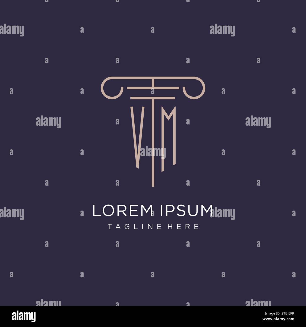 VM initial avec conception de logo de pilier, idées de conception de style de logo de cabinet d'avocats de luxe Illustration de Vecteur