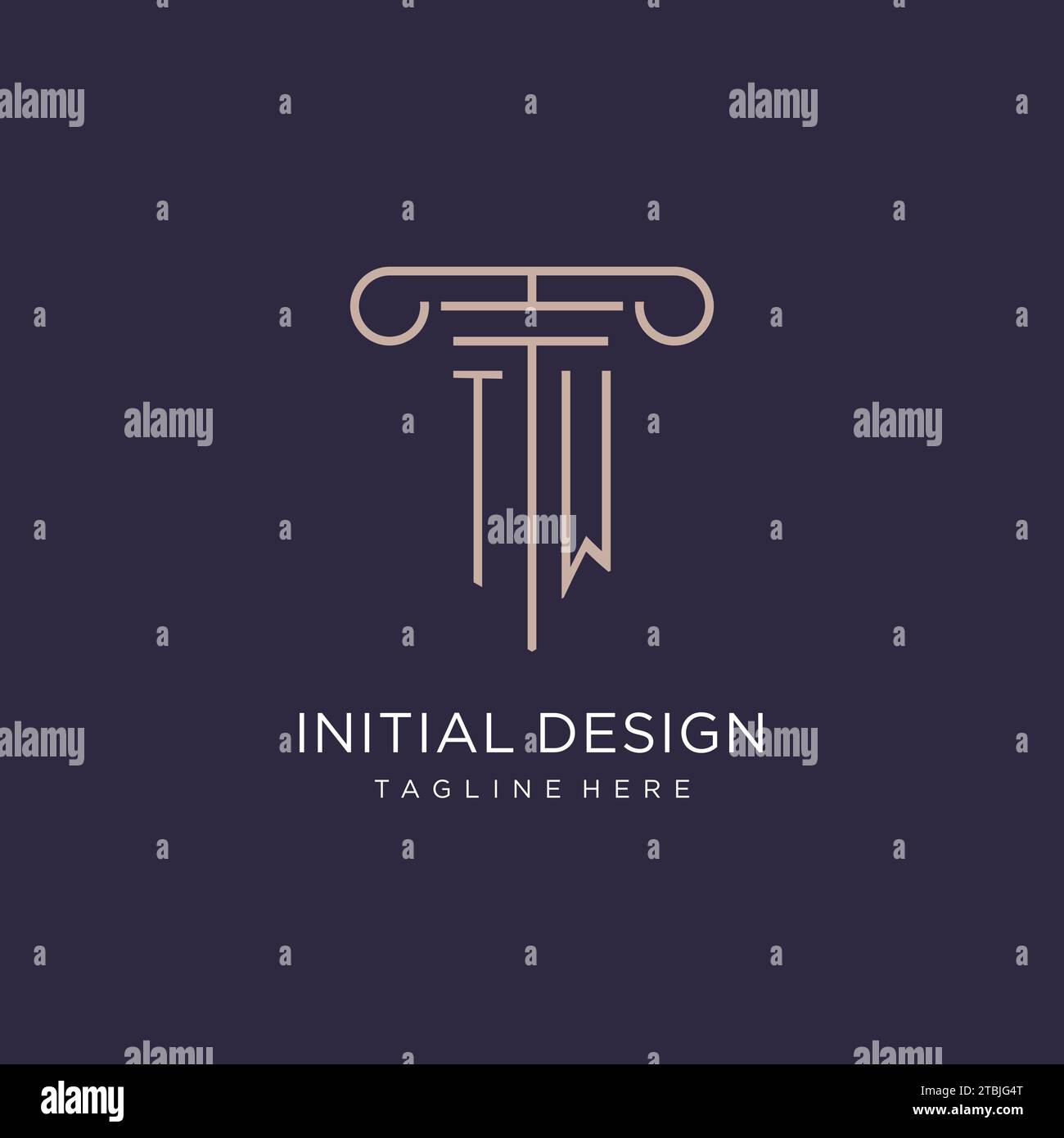 TW initial avec conception de logo de pilier, idées de conception de style de logo de cabinet d'avocats de luxe Illustration de Vecteur