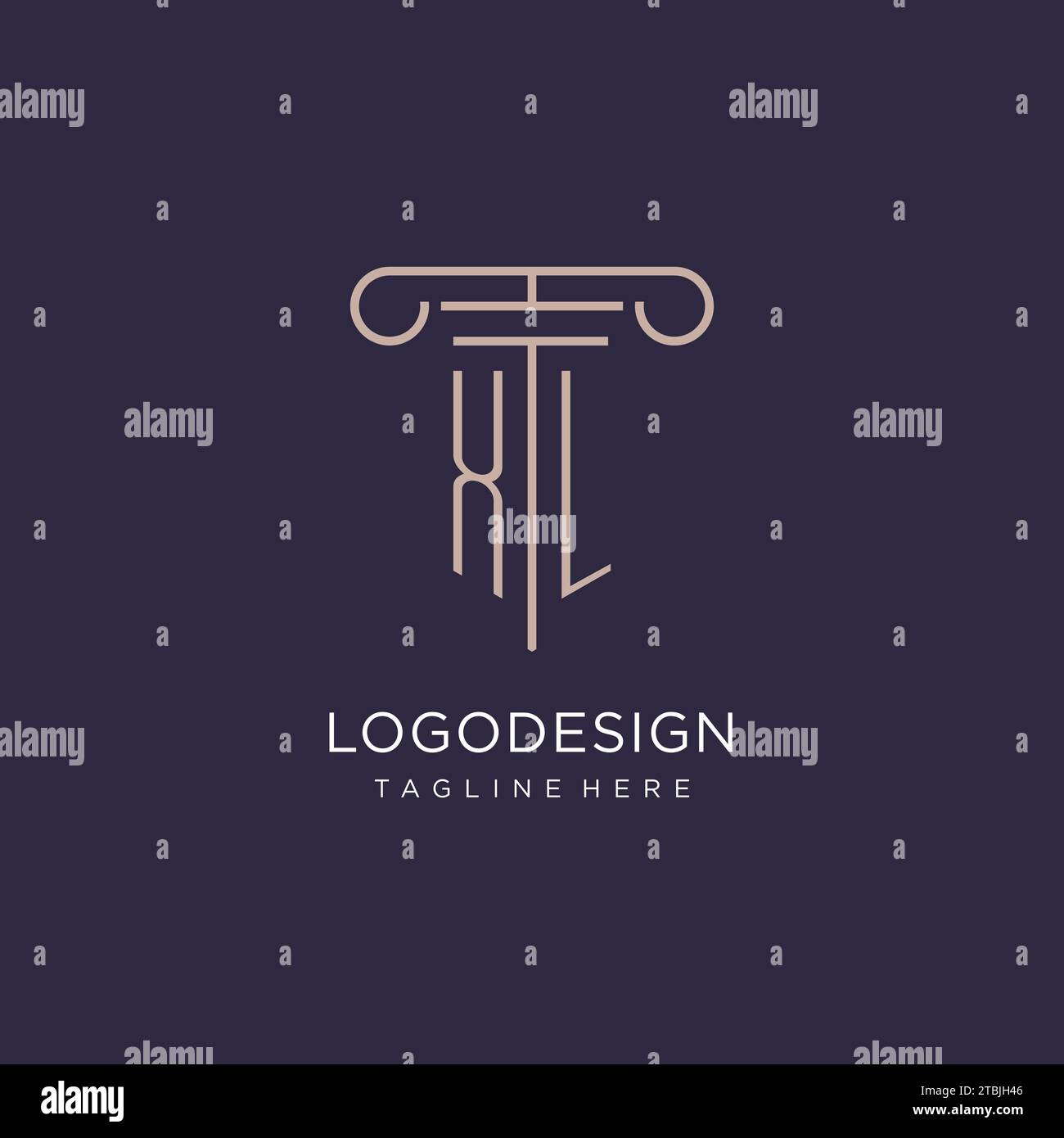 XL initial avec conception de logo de pilier, idées de conception de style de logo de cabinet d'avocats de luxe Illustration de Vecteur