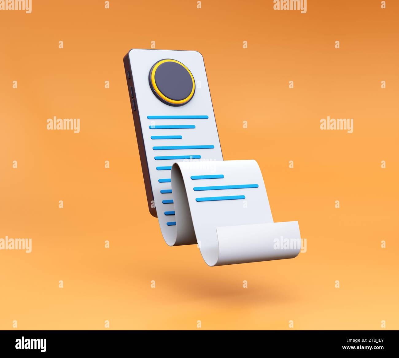 Concept de paiement en ligne. Téléphone portable avec facture. Facture numérique et chèque de paie, paiement de facture, relevé, achats en ligne, finance d'entreprise, bill Banque D'Images