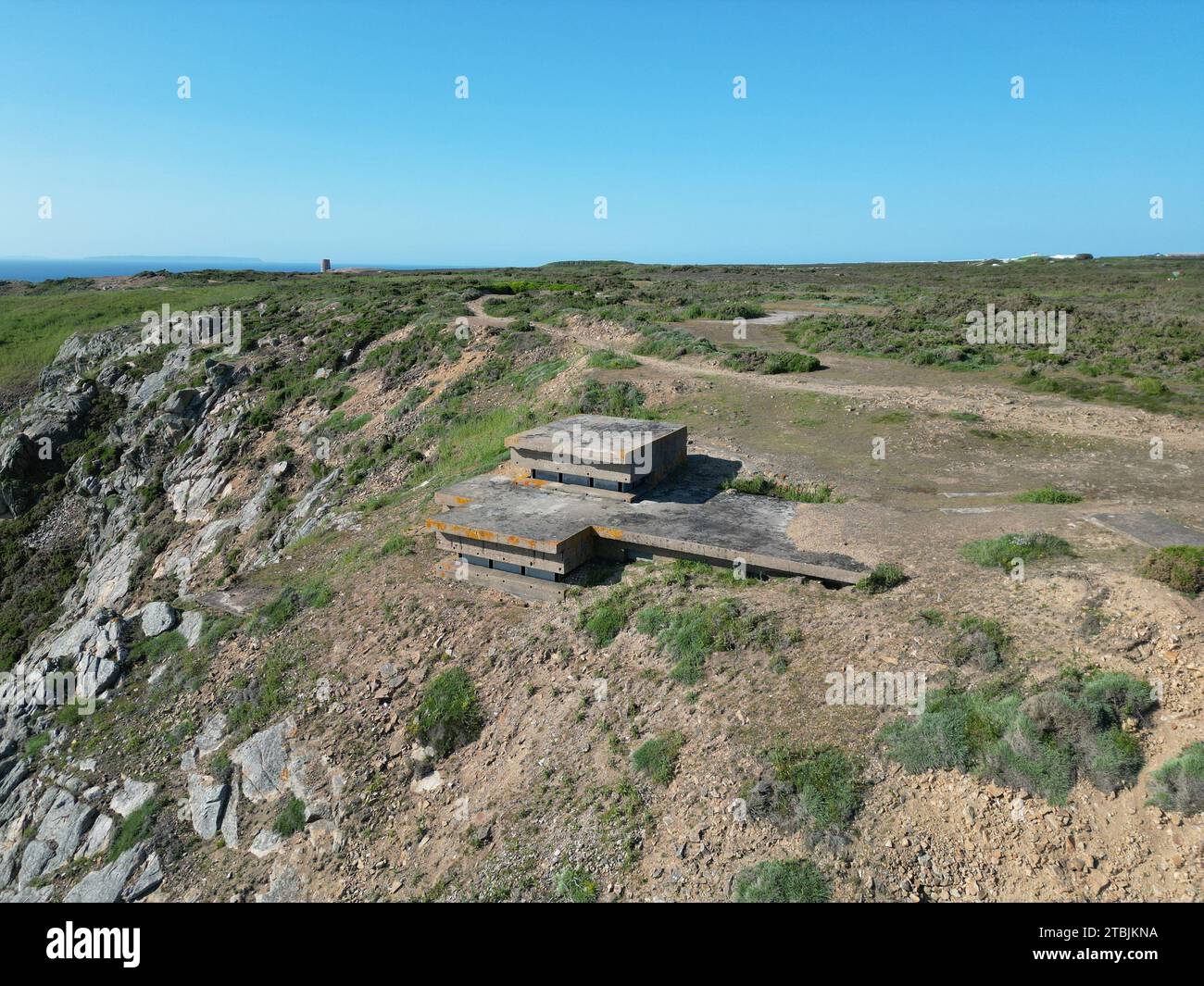 Jersey St Ouen Bay falaise haut des bunkers allemands îles Anglo-Normandes Banque D'Images