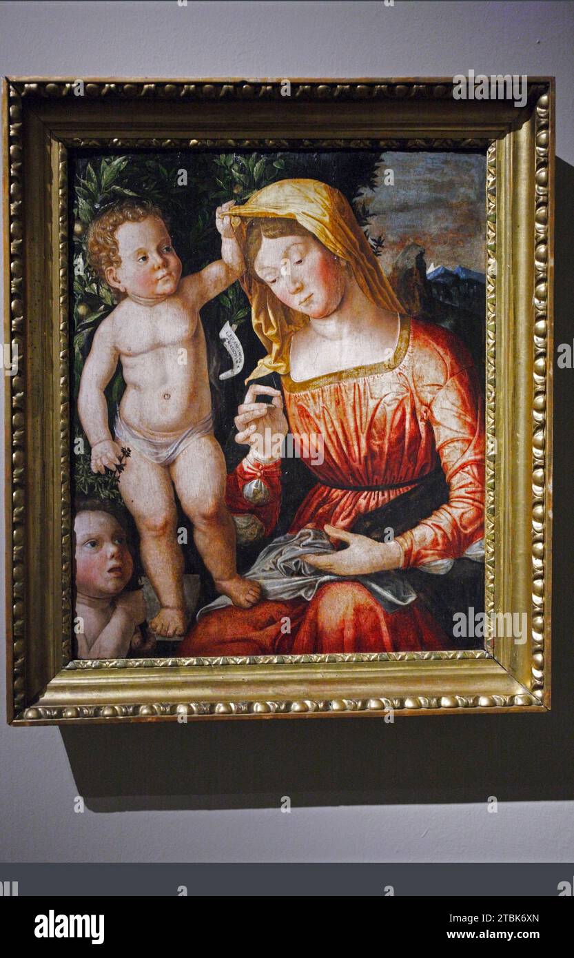 Italie Modena Galleria Estense - Madone avec enfant et Saint Jhon le Baptiste Jeune ( San Giovannino ) par Caroto Giovan Francesco Banque D'Images