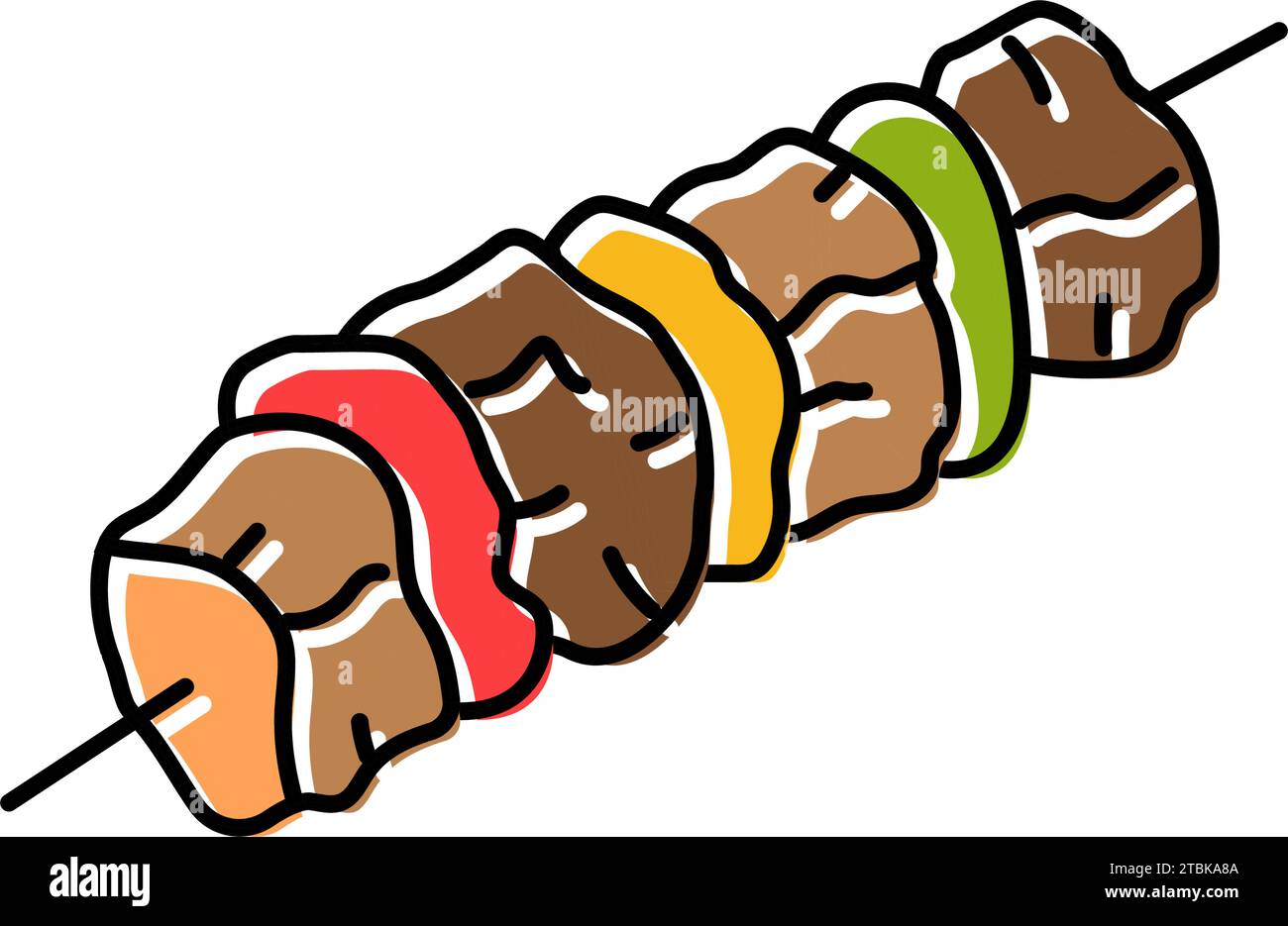 illustration vectorielle d'icône de couleur de cuisine turque kebab brochette Illustration de Vecteur