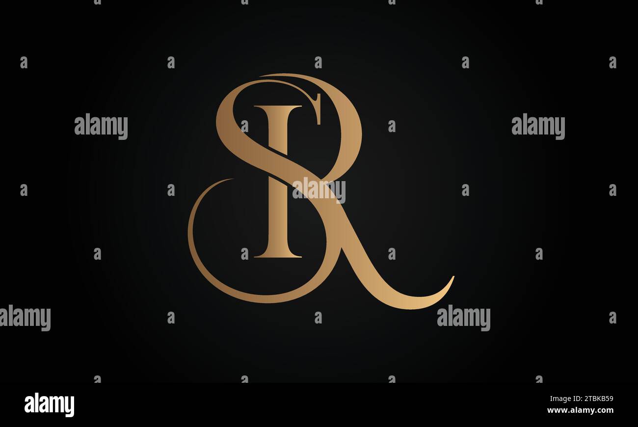 Logo de luxe initial SR ou monogramme RS avec lettre textuelle Illustration de Vecteur