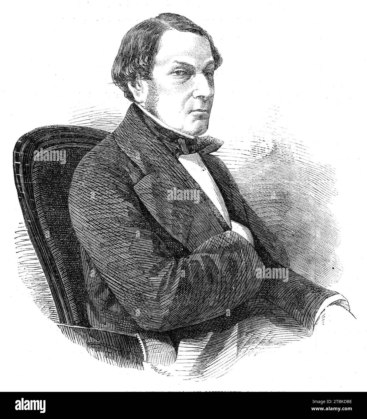 M. Fould, nouveau ministre des Finances de la France, 1861. Gravure d'après une photographie de Mayer et Pierson. "Pendant la présidence de Louis Napoléon, M. Fould a été quatre fois ministre des Finances... les divergences... qui ont surgi entre M. Fould et le Président, et conduit à ses démissions répétées, ne l'empêche pas d'être à nouveau nommé ministre des Finances à l'occasion du coup d'État de décembre 1851...en tant que ministre d'État de la Maison de l'Empereur...il supervisait le déroulement de la Grande exposition française de 1855, la réorganisation de l'Opéra, et l'achèvement du Banque D'Images