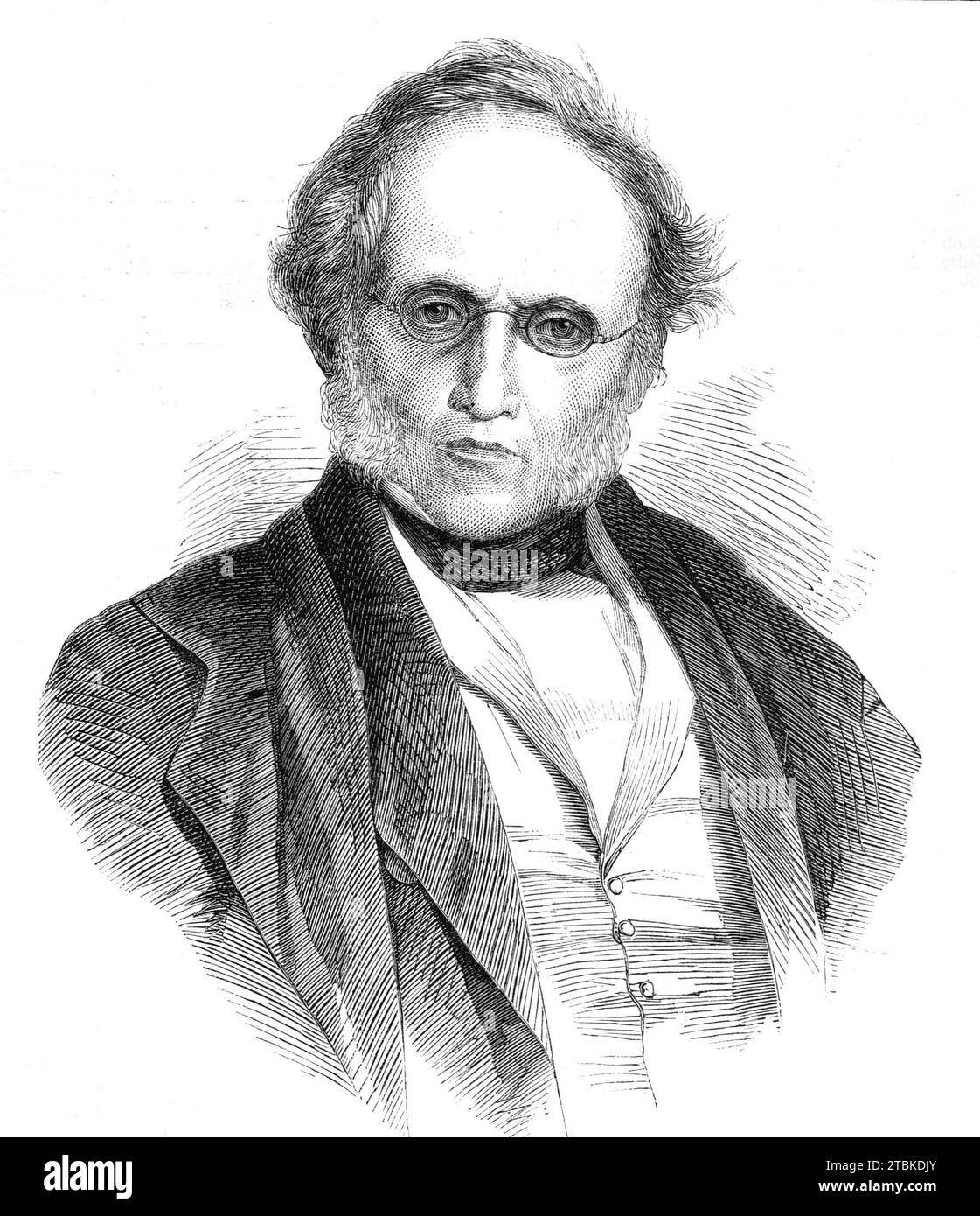 Le décès de Sir John Forbes, M.D., 1861. Médecin de la reine Victoria, célèbre pour avoir traduit l'œuvre de Ren&#xe9 ; Laennec, inventeur du stéthoscope. Beaucoup de médecins vivants peuvent se rappeler avec quel mépris méprisant les doctrines et l'art du diagnostic physique ont été reçus pour la première fois en Angleterre. John Forbes les a introduits dans ce pays. La première édition de sa traduction du "Traité sur l'auscultation et les maladies de la poitrine" de Laennec a été publiée en 1831, la cinquième en 1838, quand enfin la nouvelle méthode a commencé à être plus généralement pratiquée, et le diagnostic du poumon et du cardi Banque D'Images