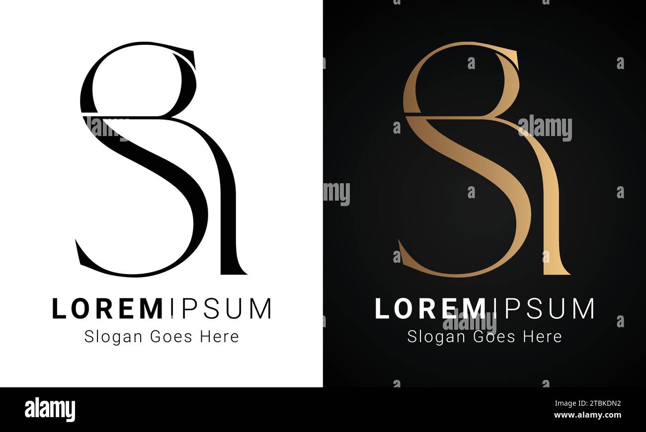 Logo de luxe initial SR ou monogramme RS avec lettre textuelle Illustration de Vecteur