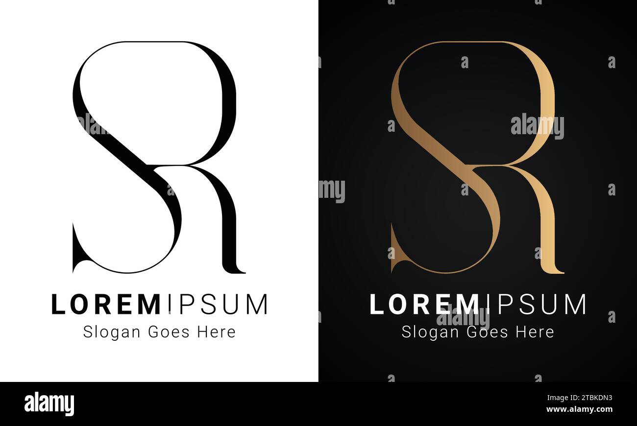 Logo de luxe initial SR ou monogramme RS avec lettre textuelle Illustration de Vecteur