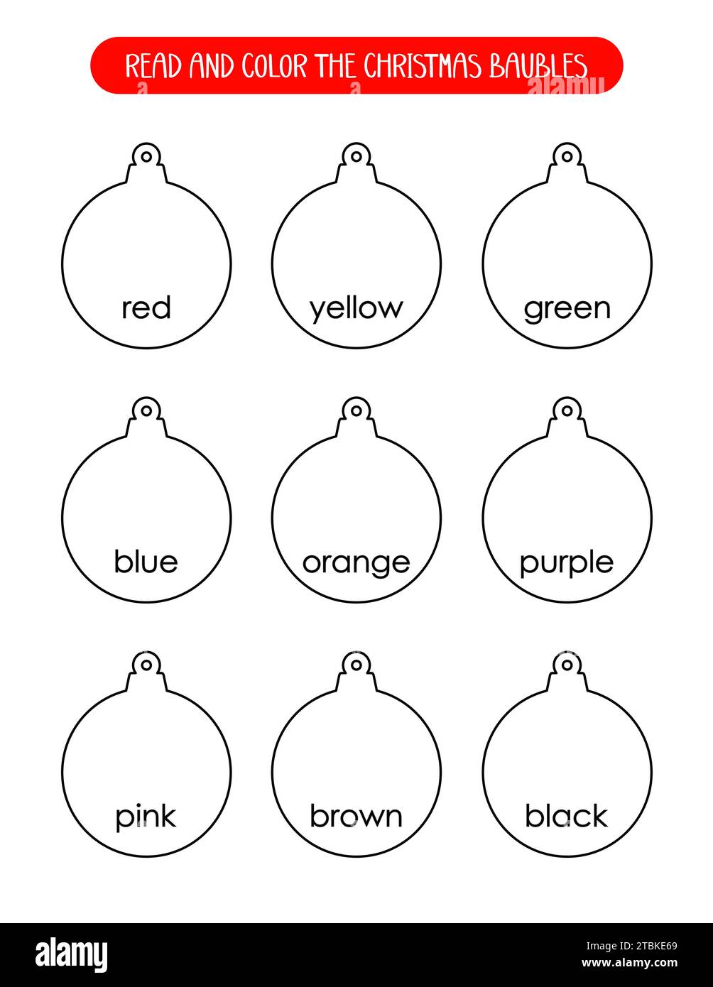 Coloriage de Noël pour les enfants. Colorez l'activité boules de Noël. Jeu éducatif pour les enfants d'âge préscolaire et maternelle Illustration de Vecteur