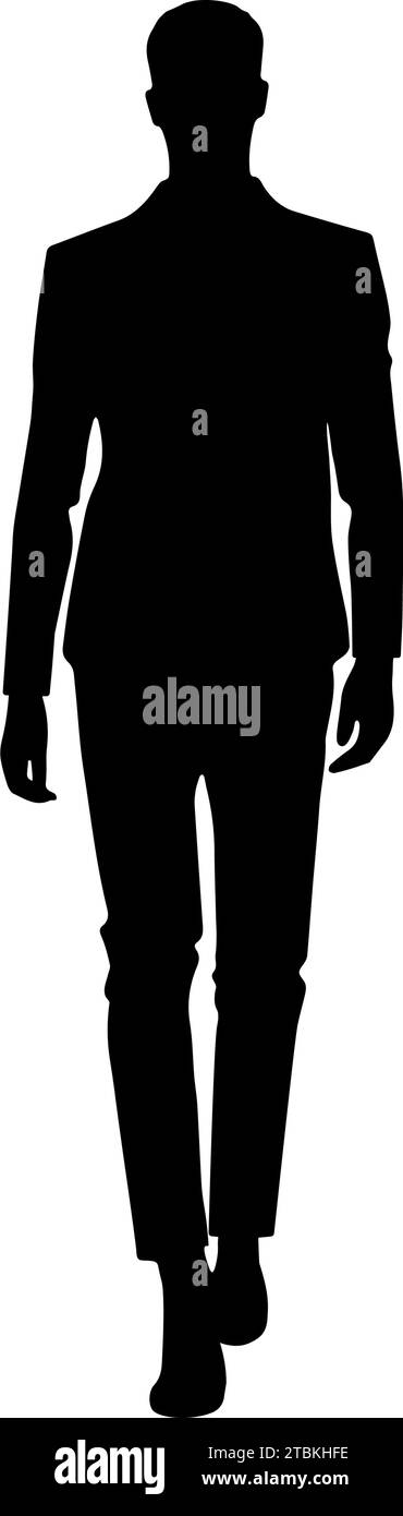 Vue de face d'une silhouette d'homme marchant. Illustration vectorielle Illustration de Vecteur
