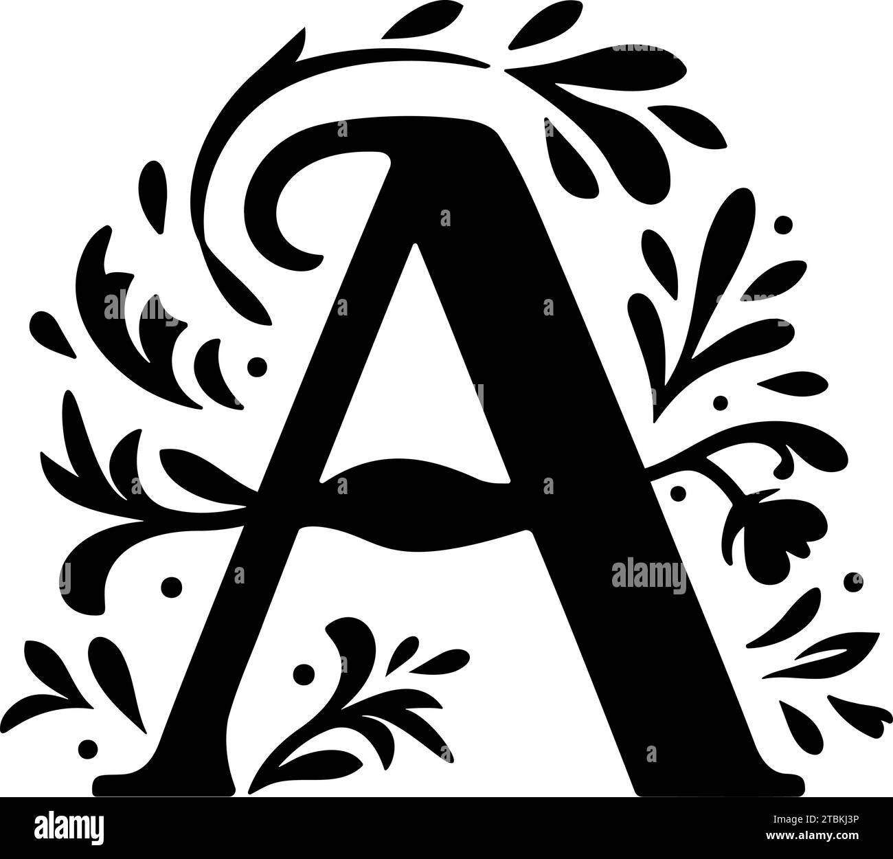 Un logo monogramme de lettre avec des ornements botaniques. Illustration vectorielle Illustration de Vecteur