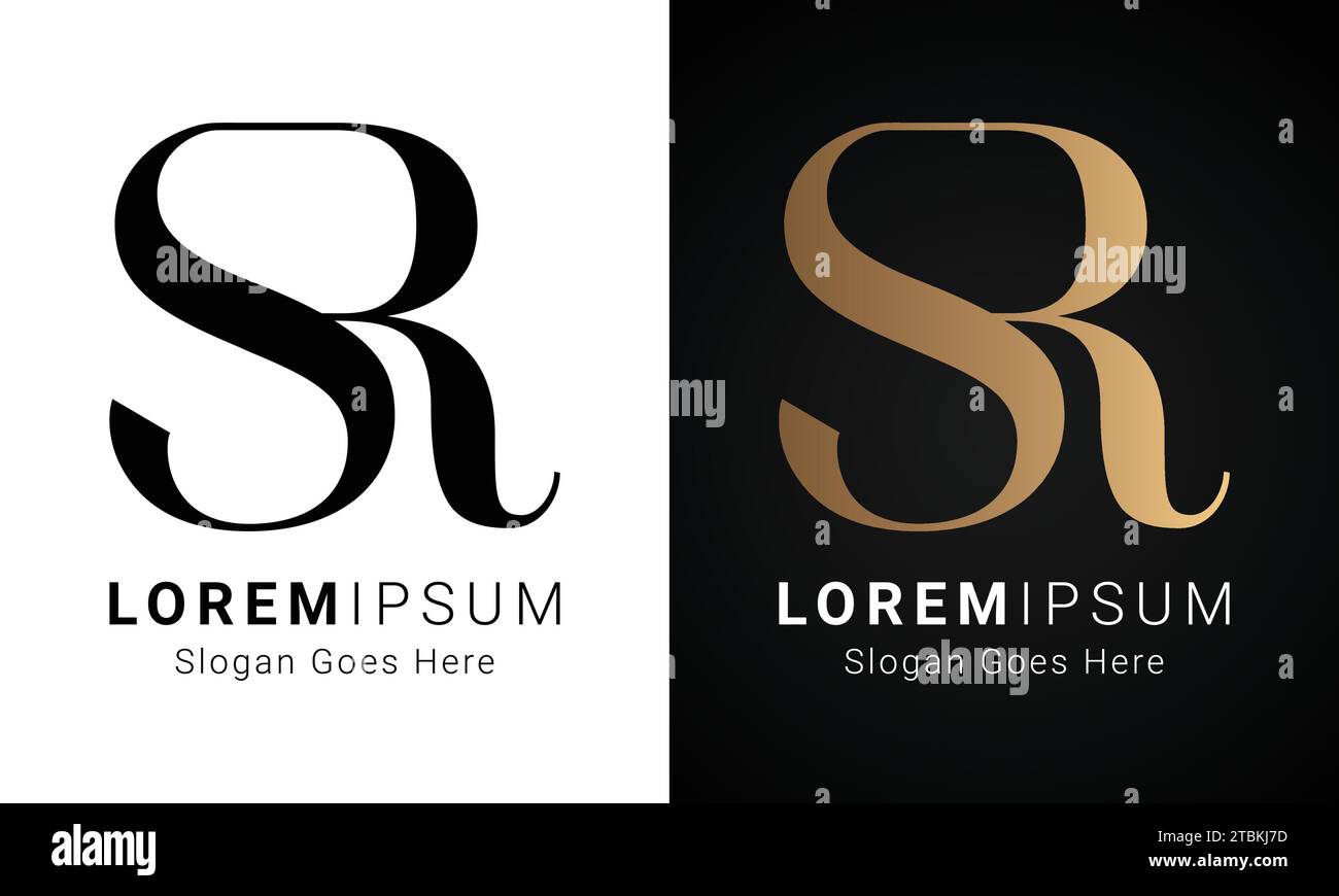 Logo de luxe initial SR ou monogramme RS avec lettre textuelle Illustration de Vecteur