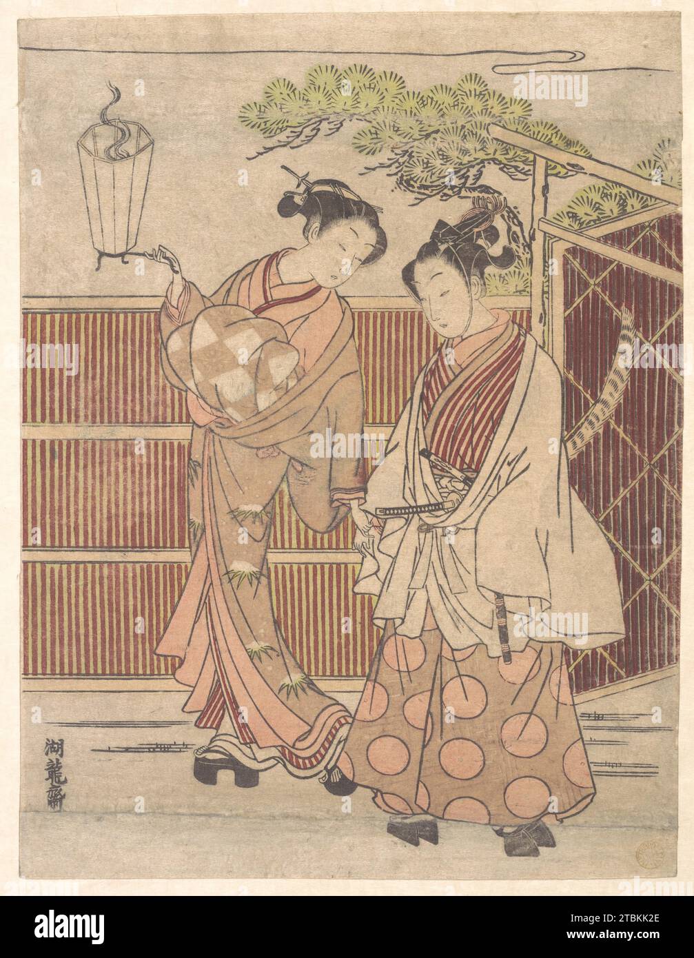 Reizei portant un Teshoku (lanterne à main) 1914 par Isoda Koryusai Banque D'Images