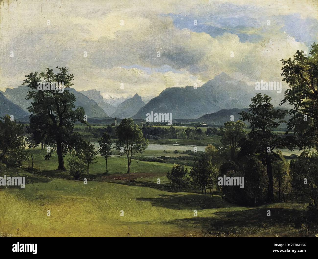 Vue de Liefering, après 1830. Banque D'Images