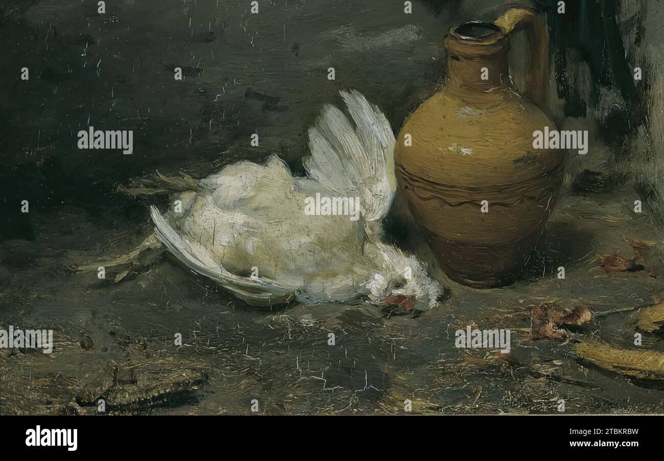 Nature morte avec poulet mort et cruche, 1860/1870. Banque D'Images