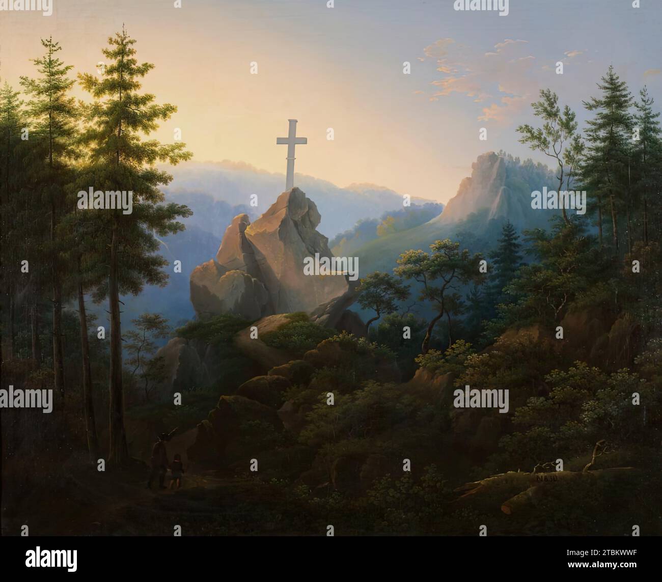 L'Ilsenstein au pied du Brocken dans les montagnes du Harz, 1830. Banque D'Images