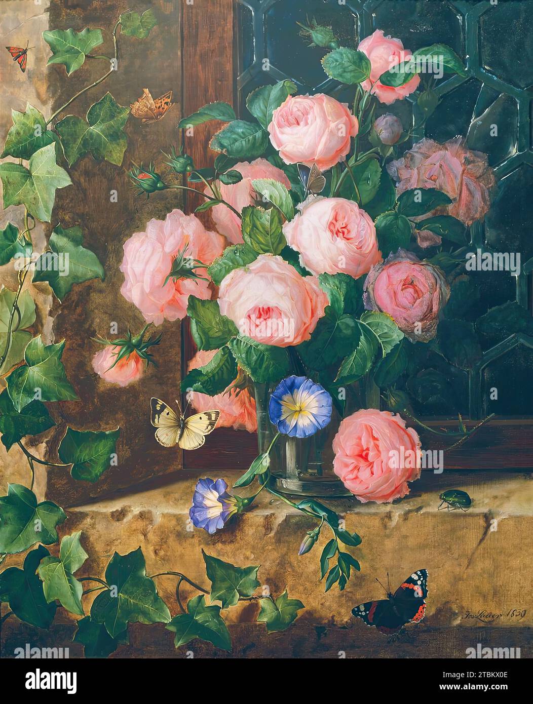 Nature morte des fleurs, 1839. Banque D'Images