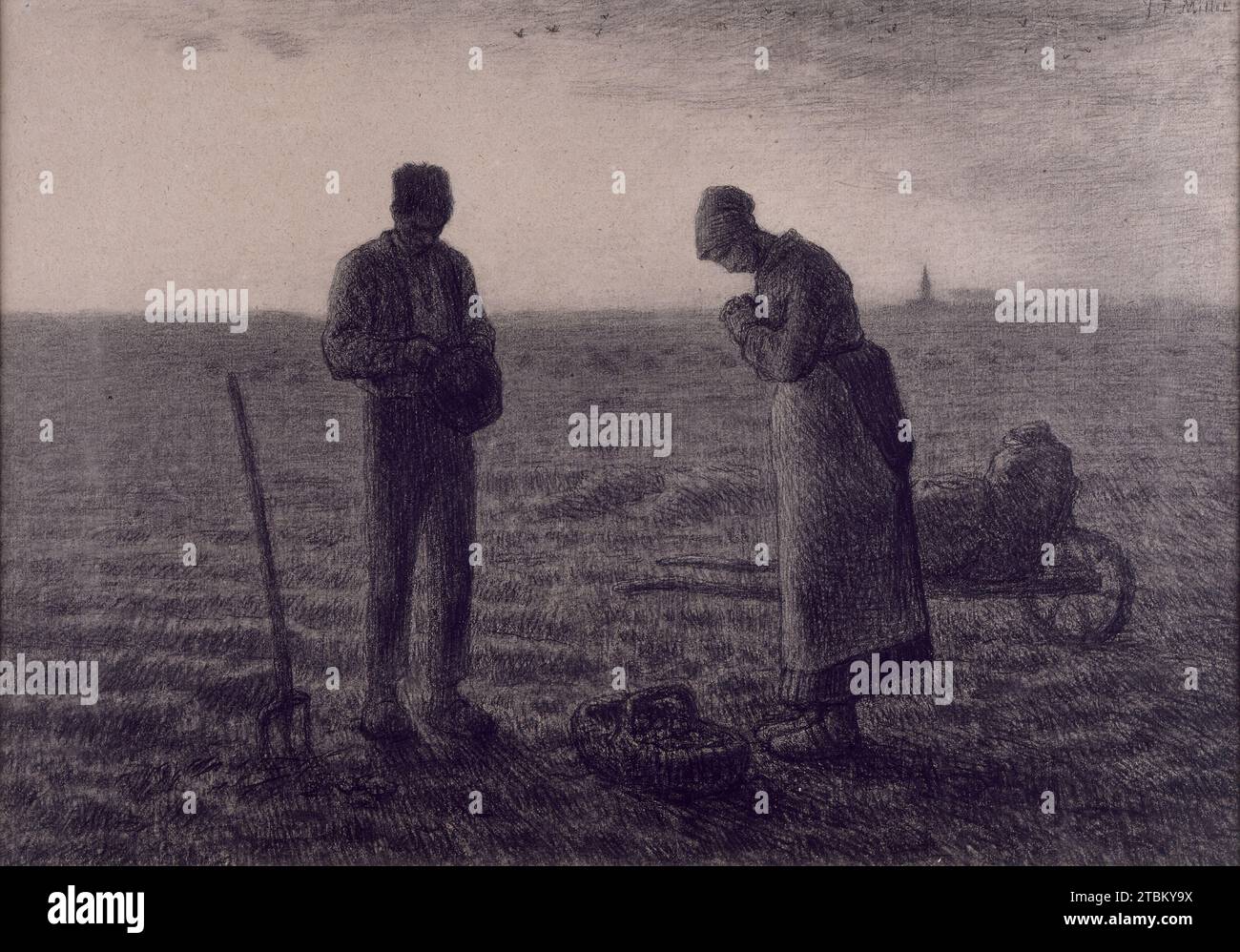 L'Angelus, c1860. Ce dessin est une version ultérieure de la peinture