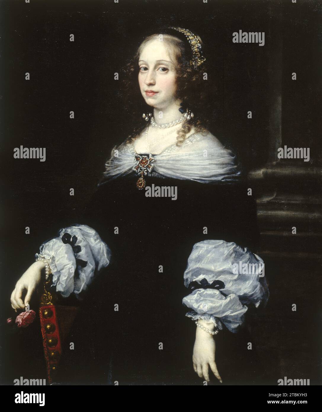 Portrait de la comtesse Teresa Dudley di Carpegna, 1654. Theresa Dudley (1624-98) était la fille de Sir Robert Dudley, un aristocrate anglais qui était au service du grand-duc Cosme II de Médicis à Florence. En 1649, elle épouse le comte Mario di Carpegna, haut intendant du cardinal Carlo de Médicis. Le portrait de compagnon de son mari reste en possession de la famille. De nombreux artistes italiens pensaient que les portraits faits à partir de la vie n'étaient pas difficiles, et, par conséquent, plusieurs portraitistes flamands ont pu faire des carrières prospères au service de l'aristocratie italienne, dans le cas de Sustermans, la Med Banque D'Images