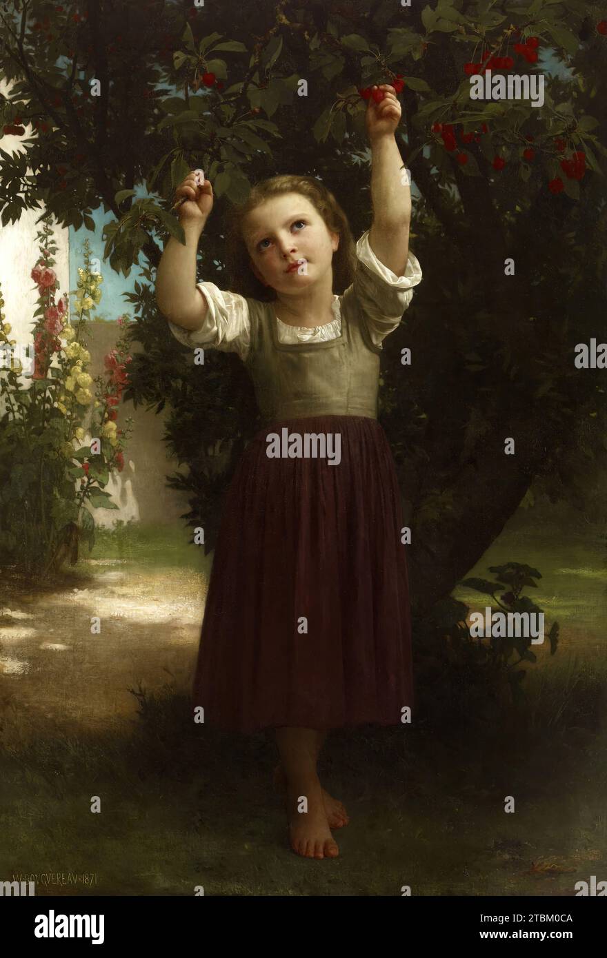 Le Cherry Picker, 1871. La localisation de "The Cherry Picker" était inconnue des spécialistes pendant la plus grande partie du 20e siècle. Peinte à l'apogée de la maturité précoce de l'artiste, cette peinture, un cadeau de deux résidents locaux de Baltimore, comble une lacune dans la collection par ailleurs complète de peintures académiques françaises des Walters. Banque D'Images