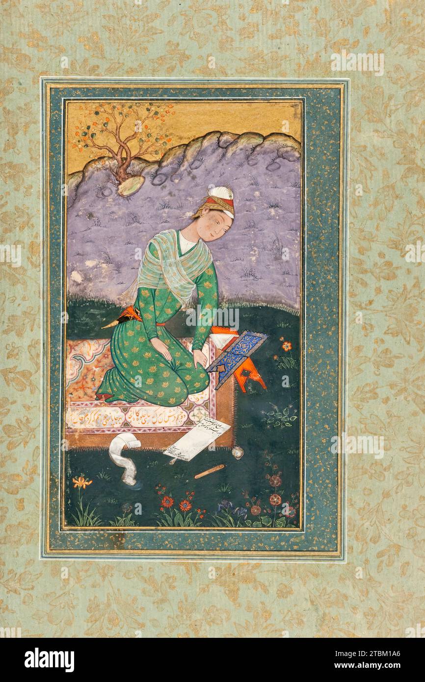 Autoportrait de Mir Sayyid Ali, entre 1555 et 1556. Banque D'Images