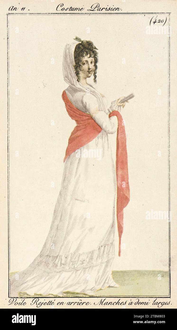 Fashion plate (les modes parisiennes), entre circa 1803 et circa 1804. De périodique : Peterson's Magazine. Banque D'Images