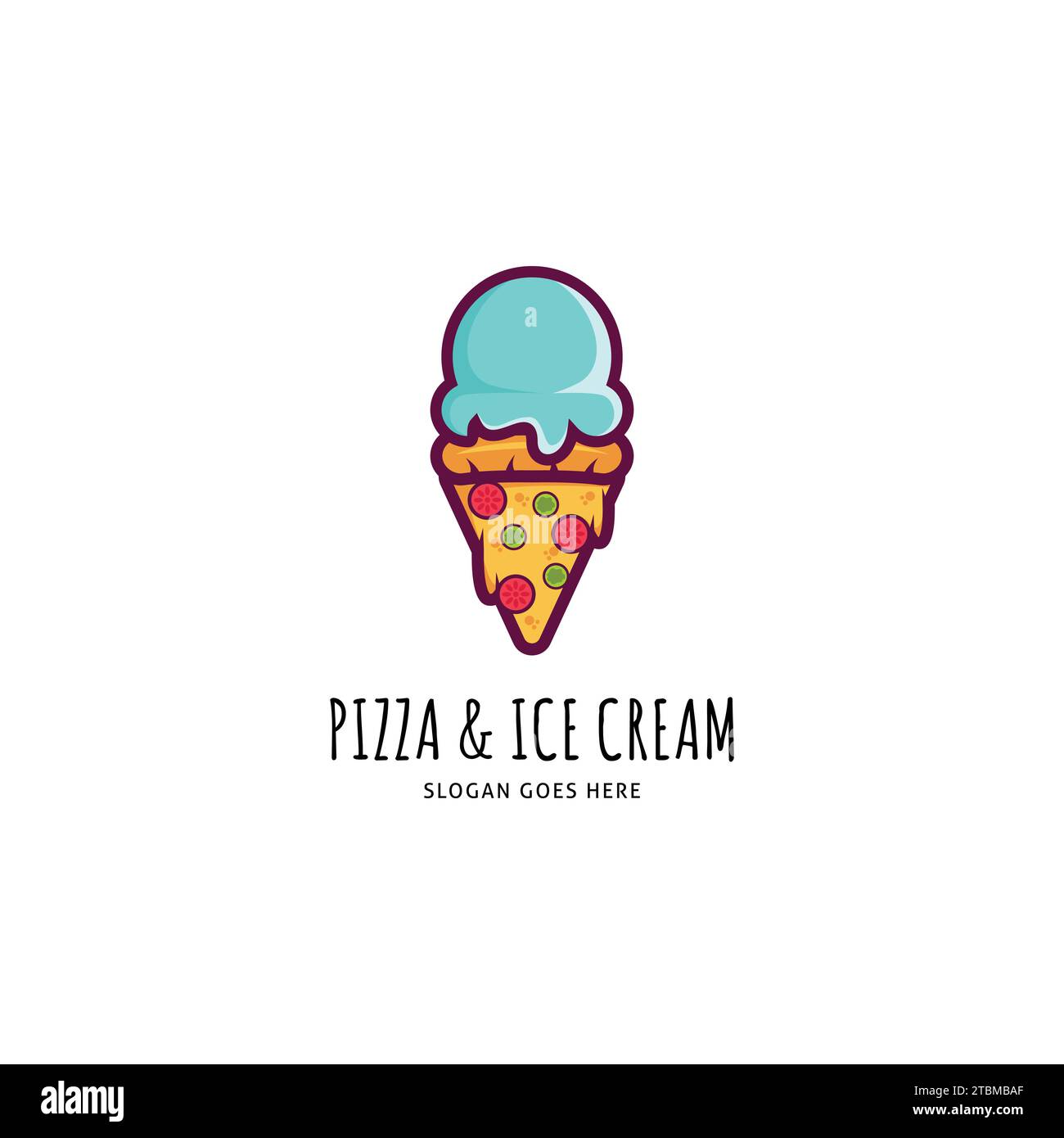 Ice Cream et Pizza icône Vector logo modèle Illustration Design Illustration de Vecteur