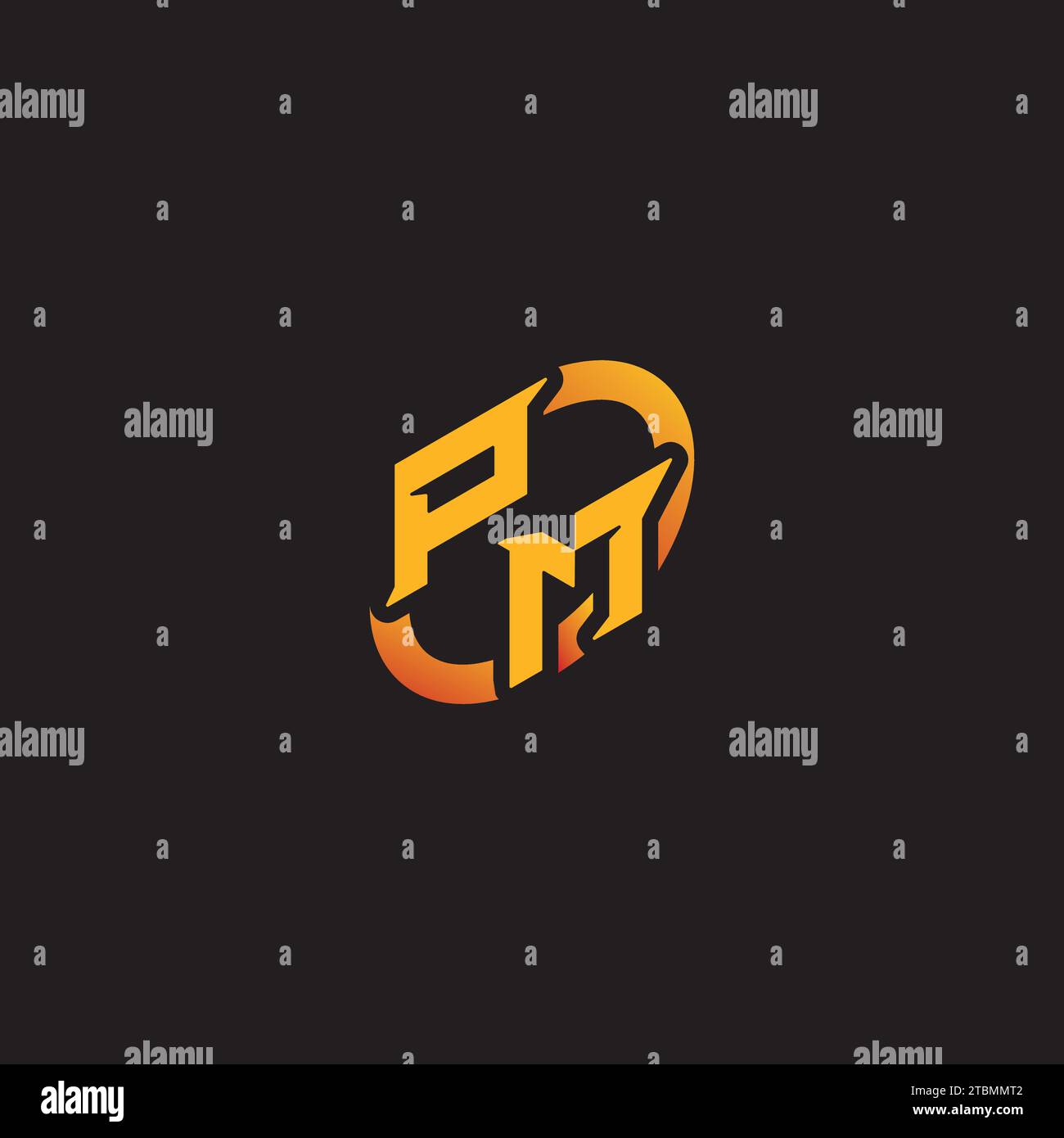 MP combinaison lettre unique initiales logo eSport pour l'équipe de jeu, youtube, twitch Illustration de Vecteur