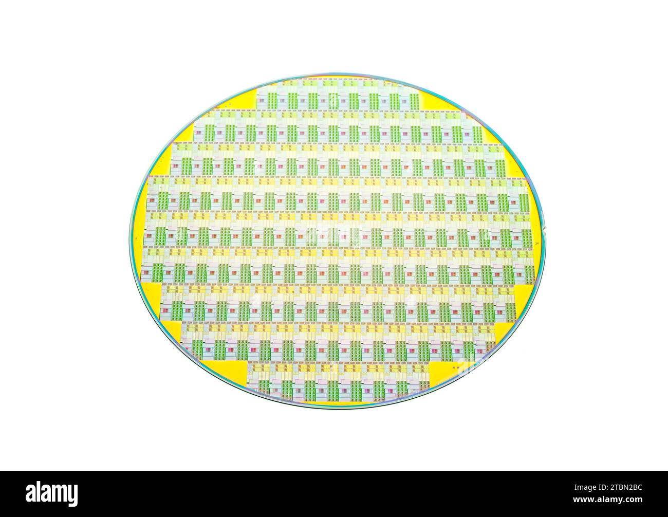 Disque de plaquettes semi-conducteurs en silicium isolé sur blanc Banque D'Images