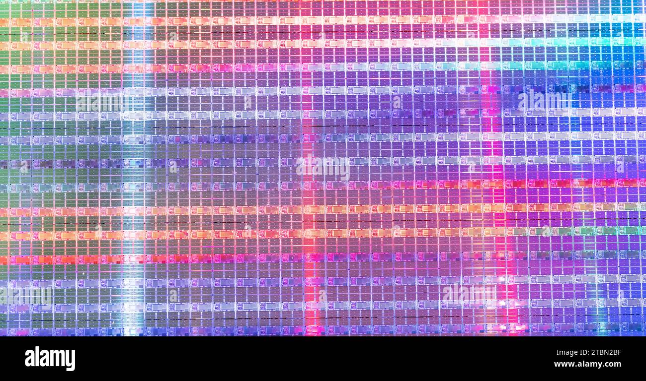 Plaquettes de silicium et microcircuits de matériau semi-conducteur,utilisés dans l'électronique pour la fabrication de circuits intégrés Banque D'Images