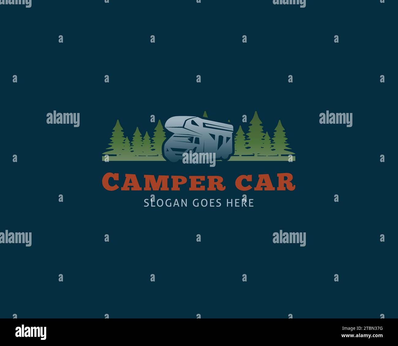 Modèle de conception de logo de voiture Adventure RV Camper Illustration de Vecteur