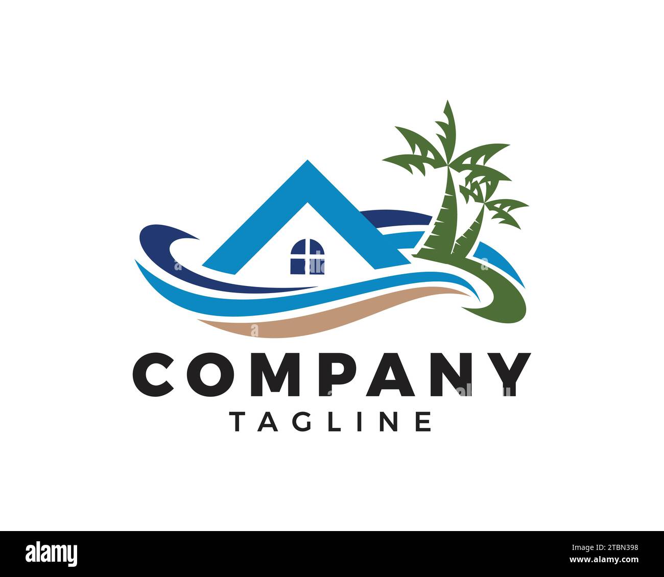 Modèle de conception de logo Beach House Illustration de Vecteur