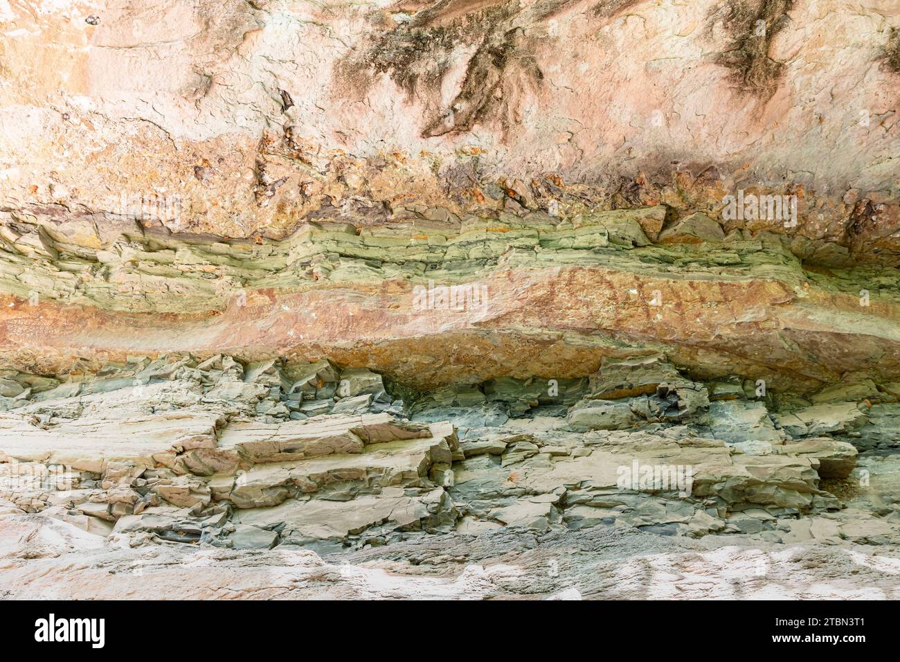 Parc national de PHA Taem, peintures rupestres préhistoriques à la falaise du Mékong (rivière), Groupe 1 'Pha Kham', Ubon Ratchathani, Thaïlande, Asie du Sud-est, Asie Banque D'Images