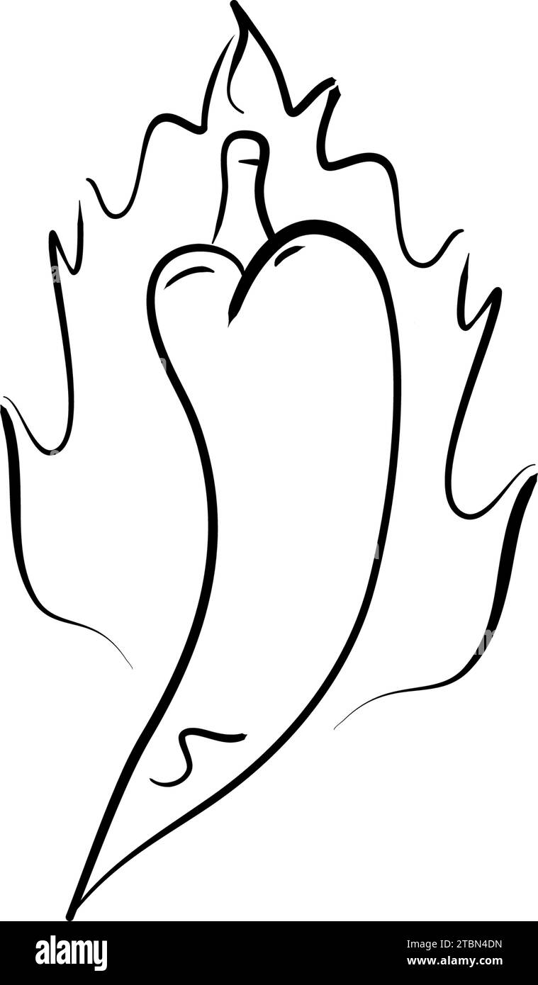 Illustration vectorielle, doodle dessiné à la main piment épicé, croquis de dessin animé Illustration de Vecteur