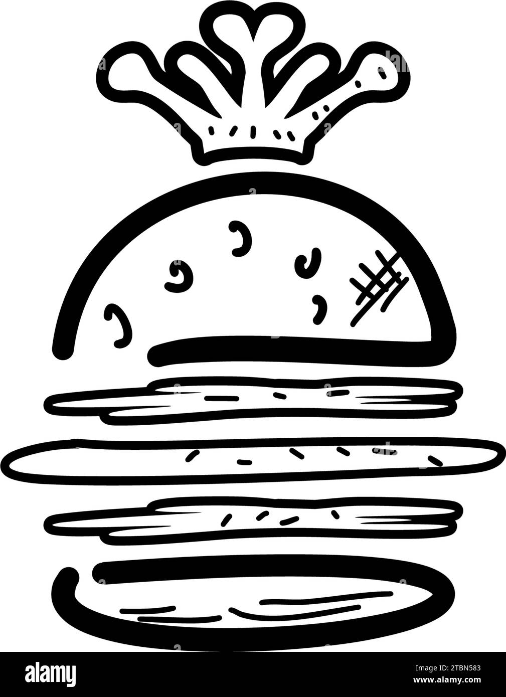 Illustration de dessin animé vectoriel King Burger concept plat et doodle Illustration de Vecteur
