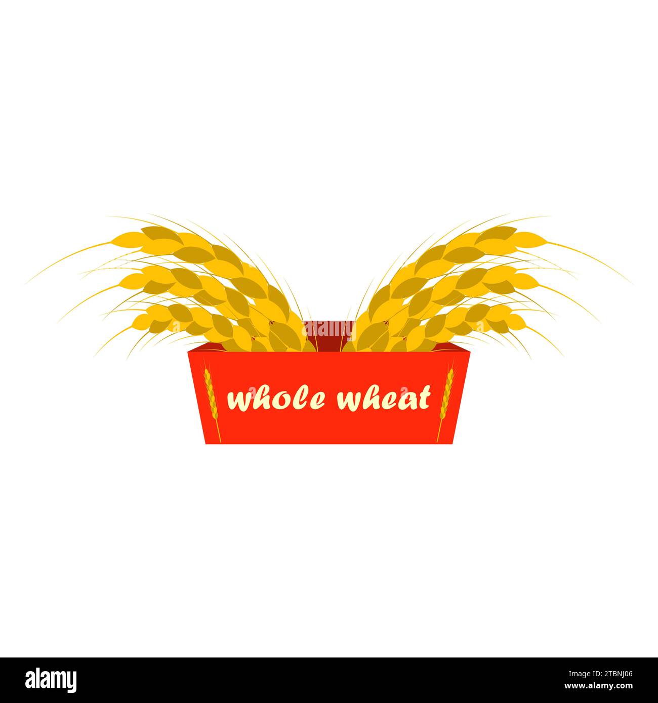 Logo Wheat Ears. Ruban avec l'inscription blé entier. Couleurs dorées et jaunes. Emblème, icône. Illustration vectorielle isolée. Illustration de Vecteur