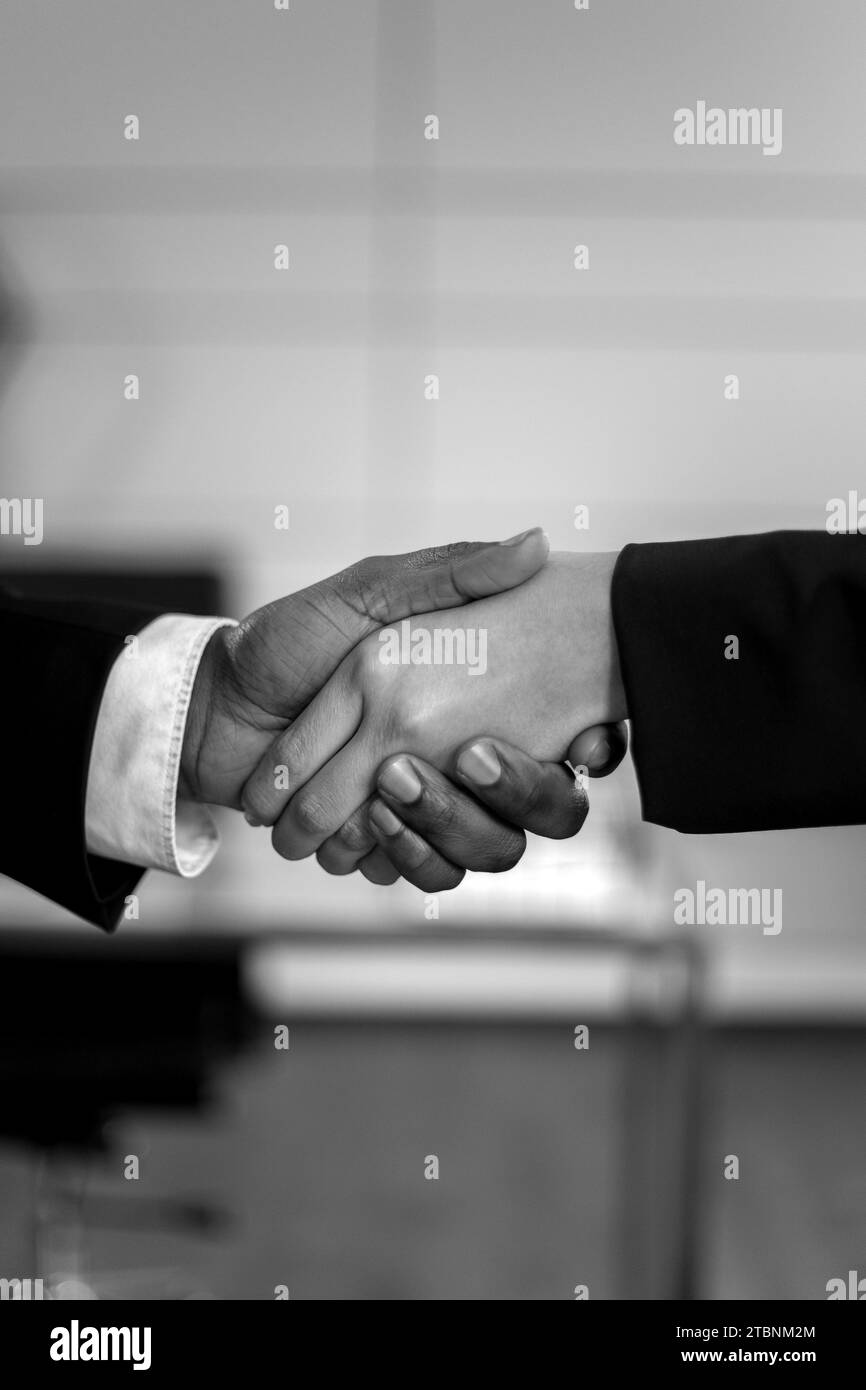 Arrière-plan de la vue fermée de la poignée de main. Accord commercial, concept de transaction Banque D'Images