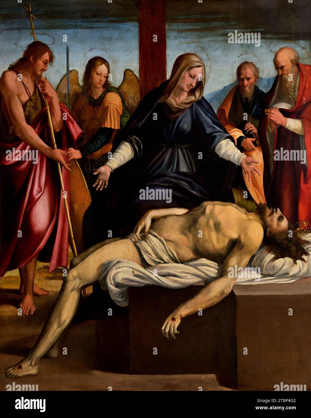 Pieta par Andrea Sabatini 16e siècle, Cathédrale, Salerne, Musée des Beaux-Arts, Italie, italien, Pietà, ( Vierge Marie, berçant le cadavre de Jésus, Lamentation du Christ pleuré , Vierge Marie seule, Christ mort, ) Banque D'Images