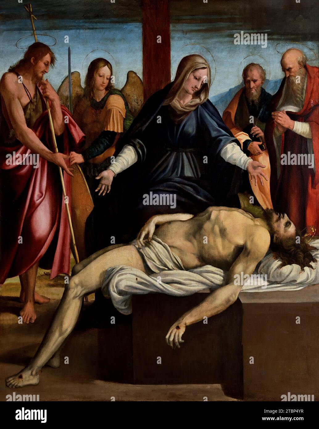 Pieta par Andrea Sabatini 16e siècle, Cathédrale, Salerne, Musée des Beaux-Arts, Italie, italien, Pietà, ( Vierge Marie, berçant le cadavre de Jésus, Lamentation du Christ pleuré , Vierge Marie seule, Christ mort, ) Banque D'Images