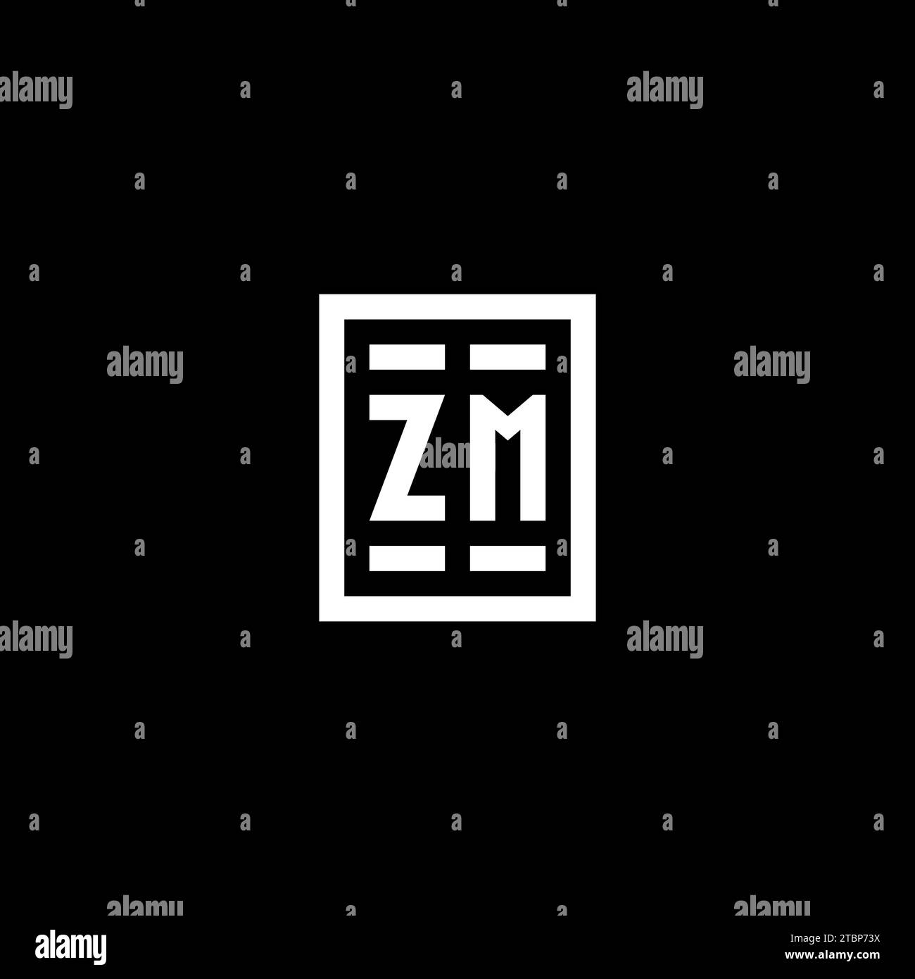 Logo initial ZM avec des idées de conception de style de forme rectangulaire carrée Illustration de Vecteur