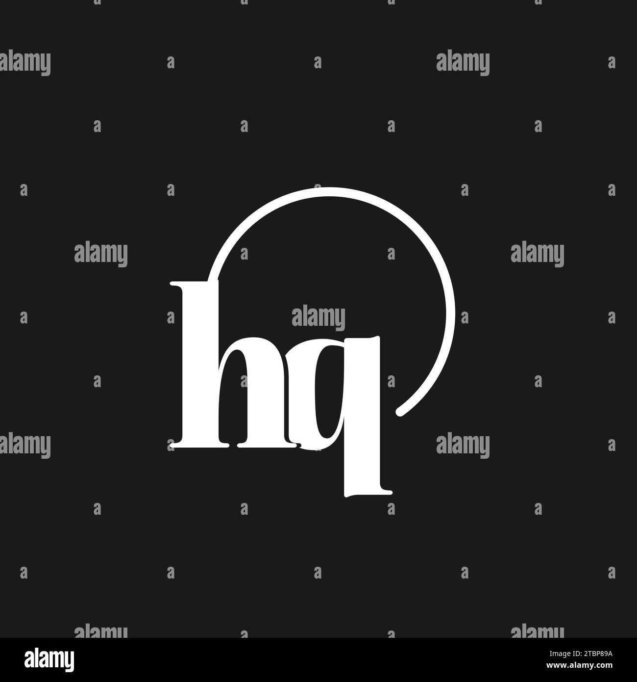 Initiales logo HQ monogramme avec des lignes circulaires, design de logo minimaliste et propre, graphique vectoriel de style simple mais chic Illustration de Vecteur