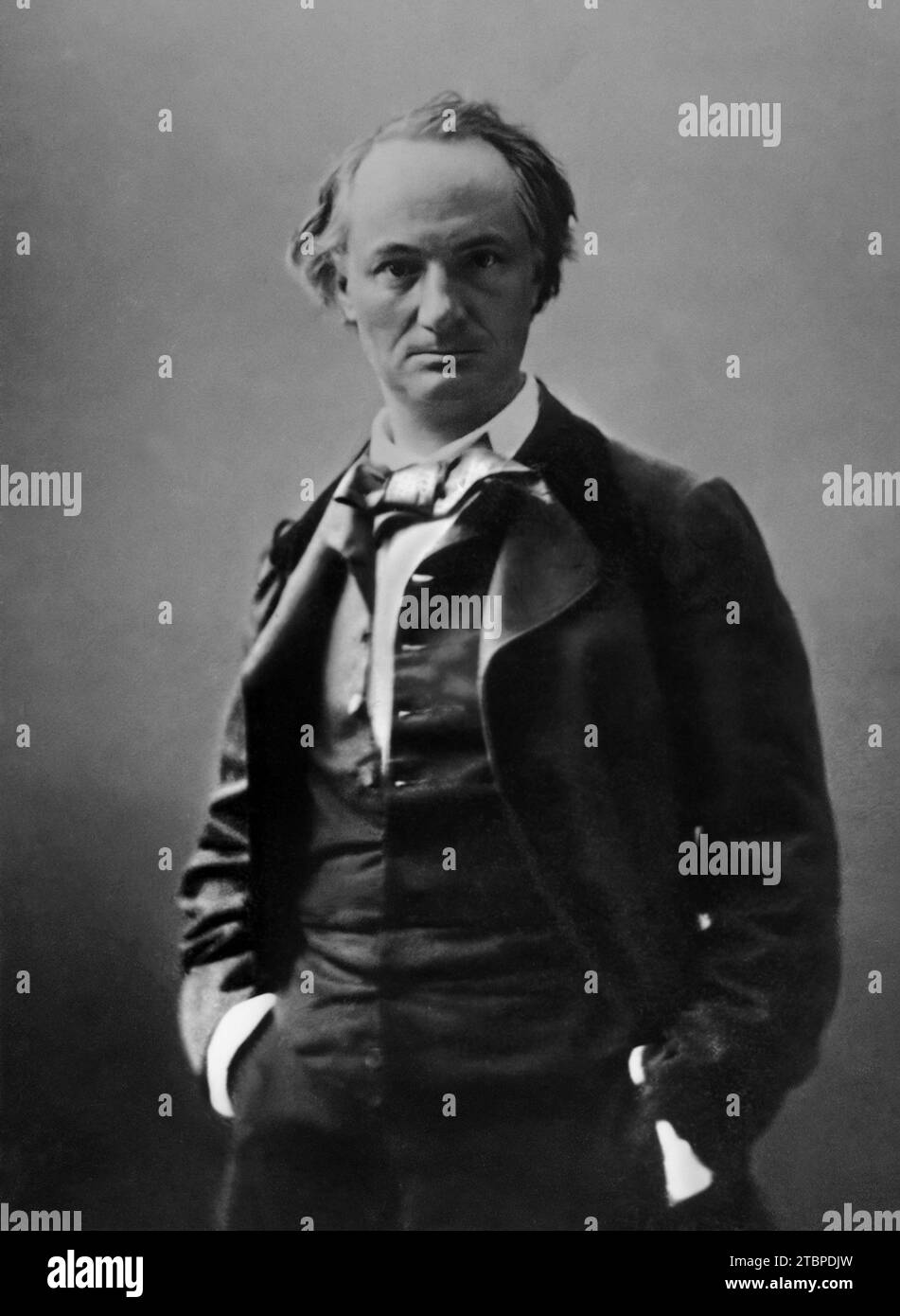 Portrait de Charles Baudelaire. Date : 1855. Par Nadar. Banque D'Images