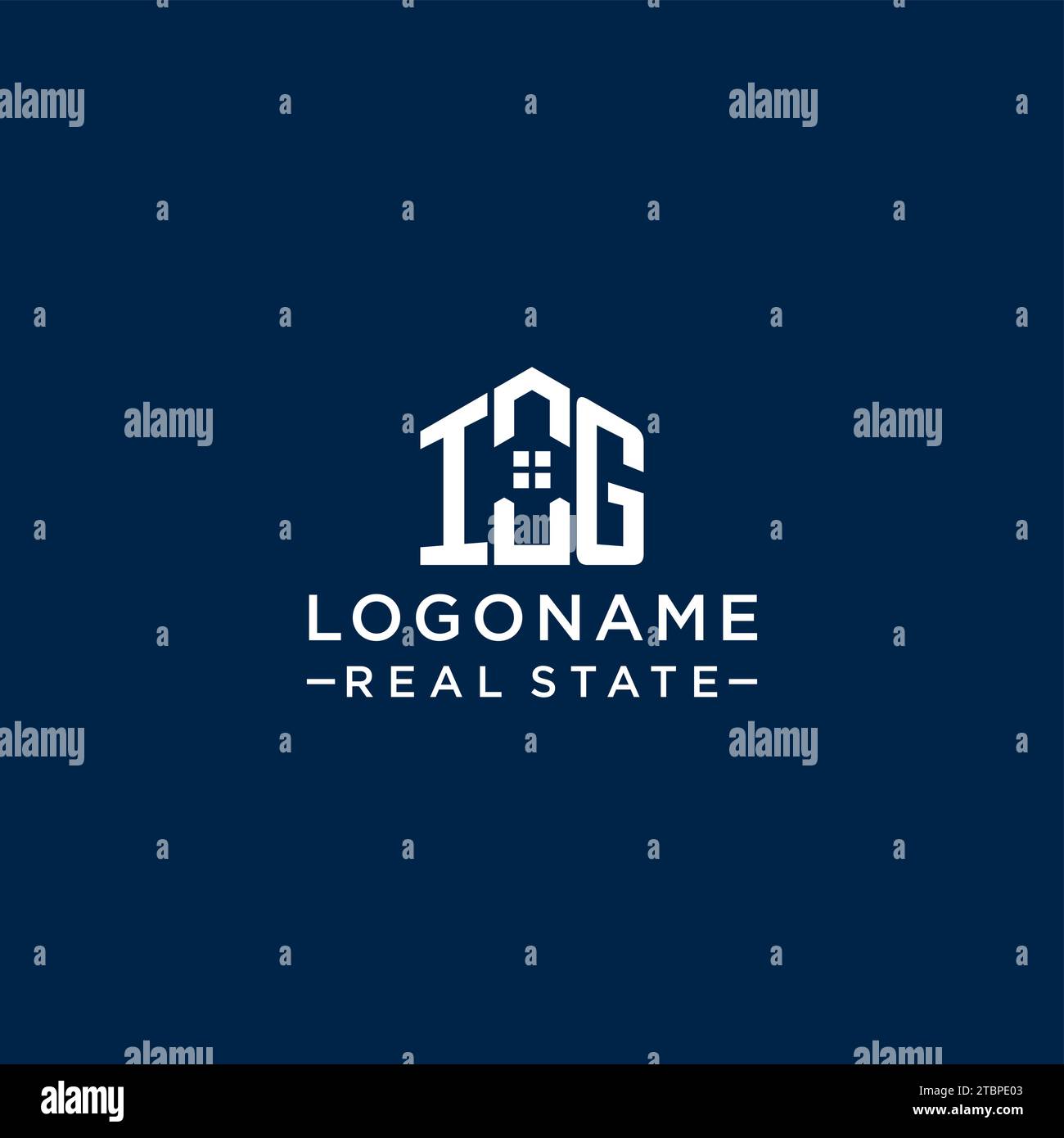 Lettre initiale IG monogramme logo avec forme de maison abstraite, graphique vectoriel de conception de logo immobilier simple et moderne Illustration de Vecteur