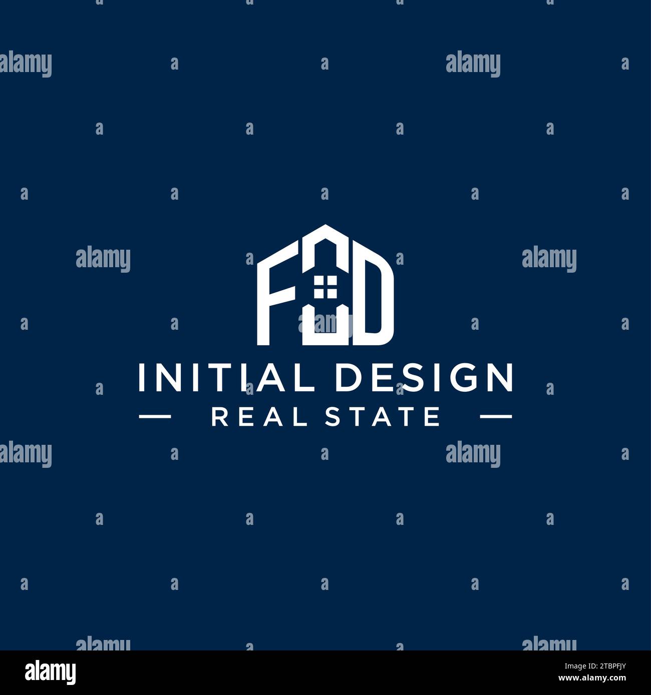 Lettre initiale FD monogramme logo avec forme de maison abstraite, graphique vectoriel de conception de logo immobilier simple et moderne Illustration de Vecteur