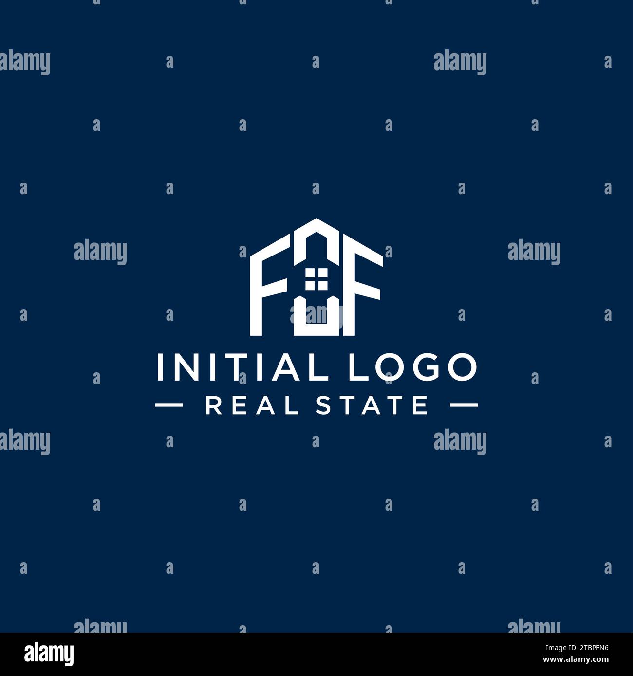 Lettre initiale FF logo monogramme avec forme de maison abstraite, graphique vectoriel de conception de logo immobilier simple et moderne Illustration de Vecteur