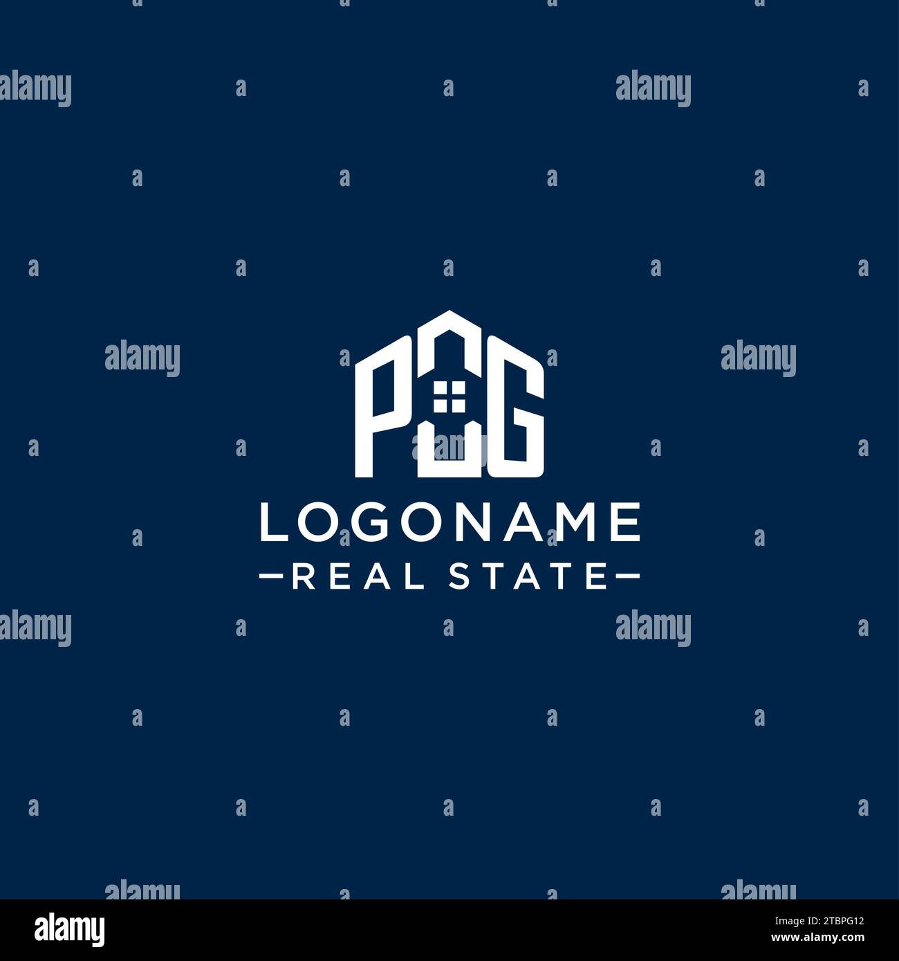 Lettre initiale PG monogramme logo avec forme de maison abstraite, graphique vectoriel de conception de logo immobilier simple et moderne Illustration de Vecteur