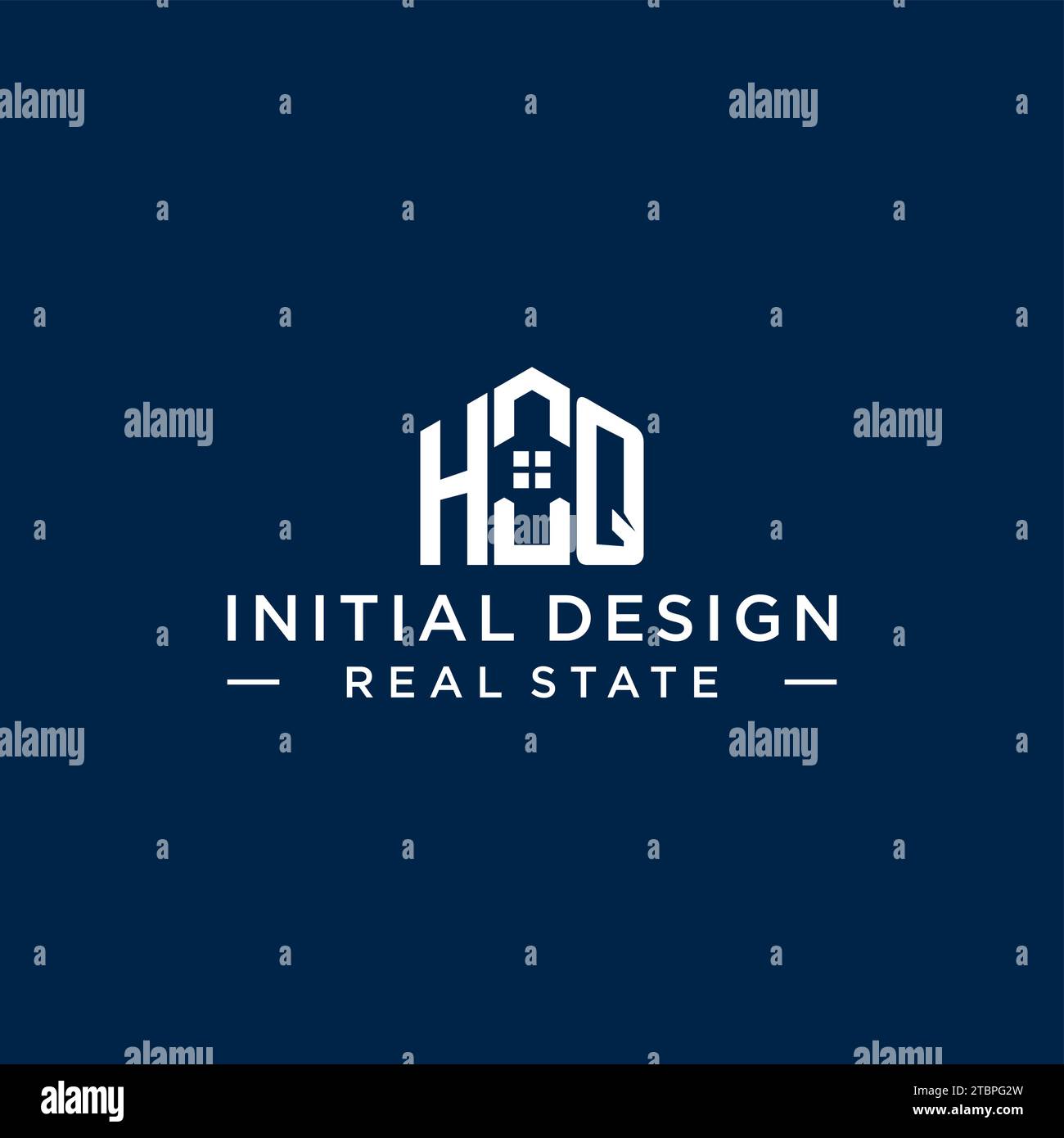 Lettre initiale HQ monogramme logo avec forme de maison abstraite, graphique vectoriel de conception de logo immobilier simple et moderne Illustration de Vecteur