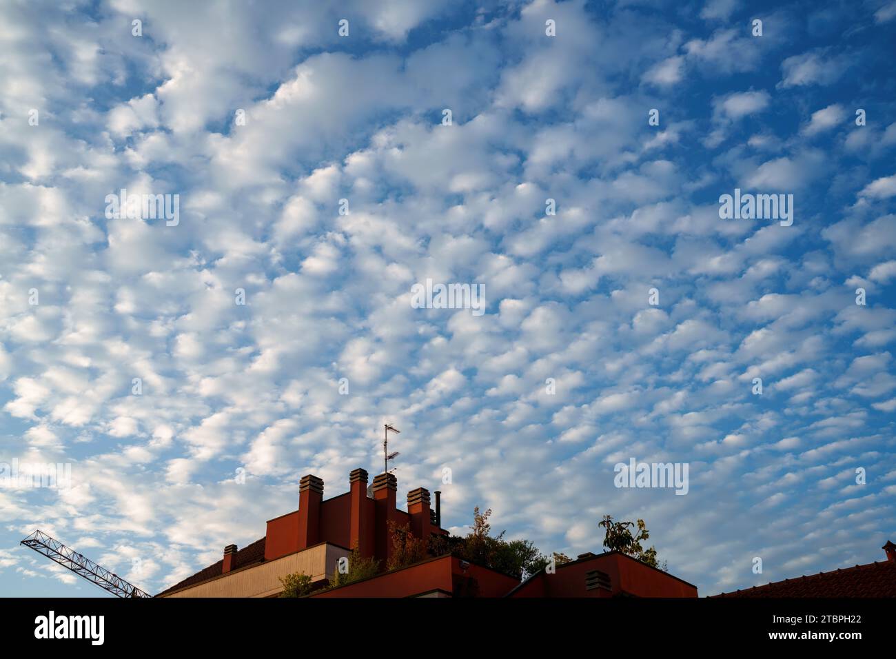 Ciel de maquereau au-dessus de Milan, Lombardie, Italie, en août Banque D'Images