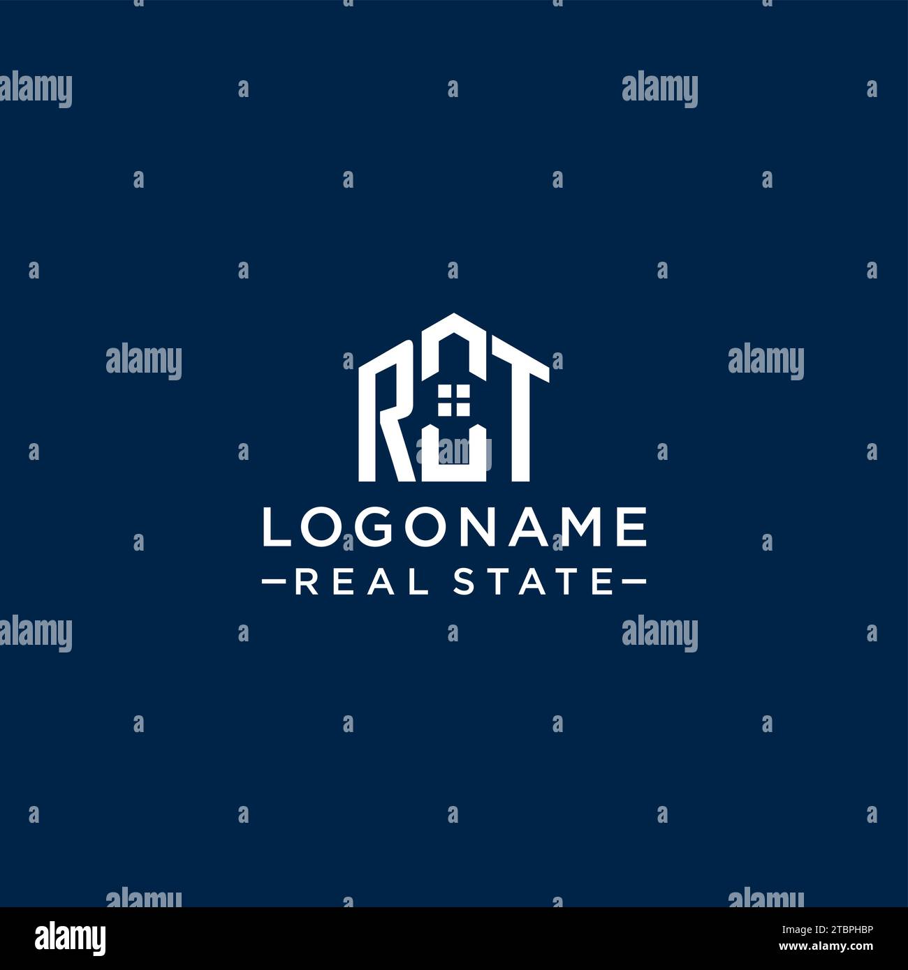 Lettre initiale RT monogramme logo avec forme de maison abstraite, graphique vectoriel de conception de logo immobilier simple et moderne Illustration de Vecteur