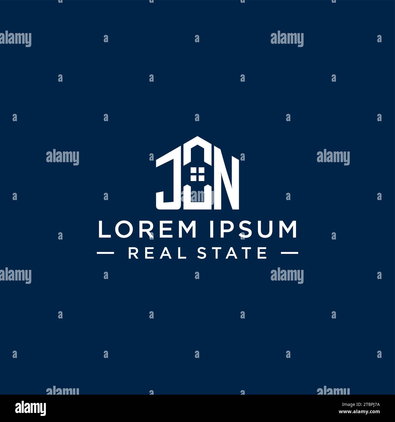 Lettre initiale JN monogramme logo avec forme de maison abstraite, graphique vectoriel de conception de logo immobilier simple et moderne Illustration de Vecteur